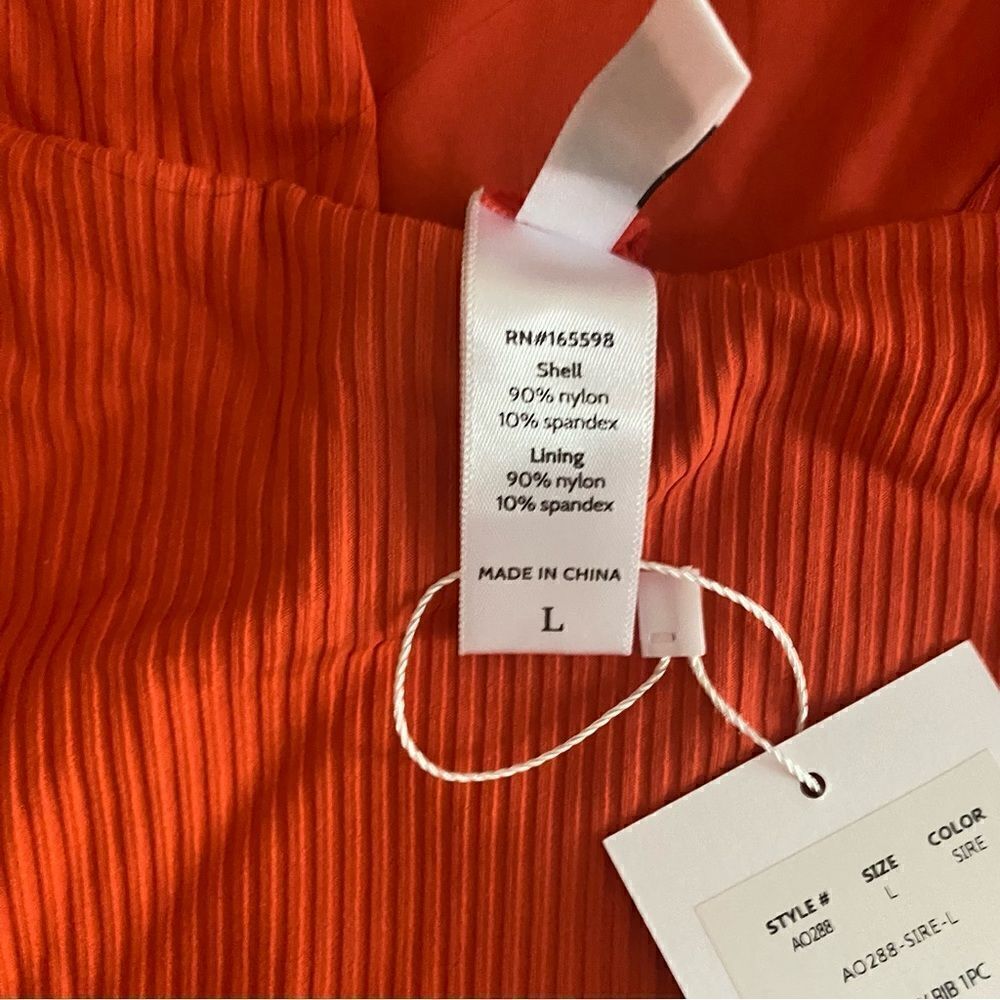 Andie 1 One Piece Swimsuit Asbury Rib Sire Orange Size Large NWT - Picture 8 of 9